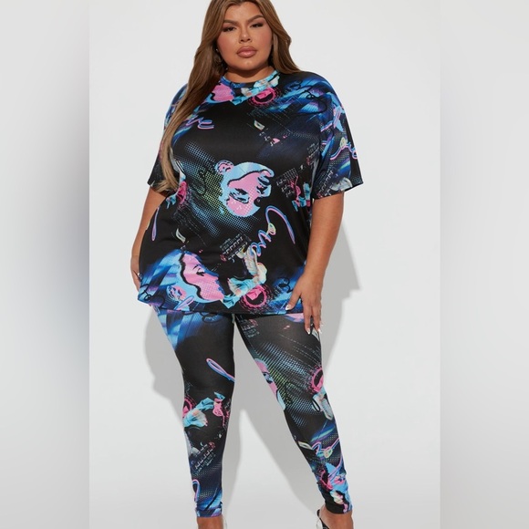 Black and Blue Abstract Leggings Set - Picture 3 of 3